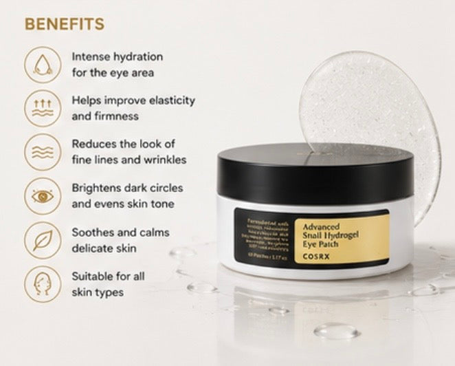 COSRX Advanced Snail Hydrogel Eye Patch 60 Patches | Hydrating & Firming Eye Patches