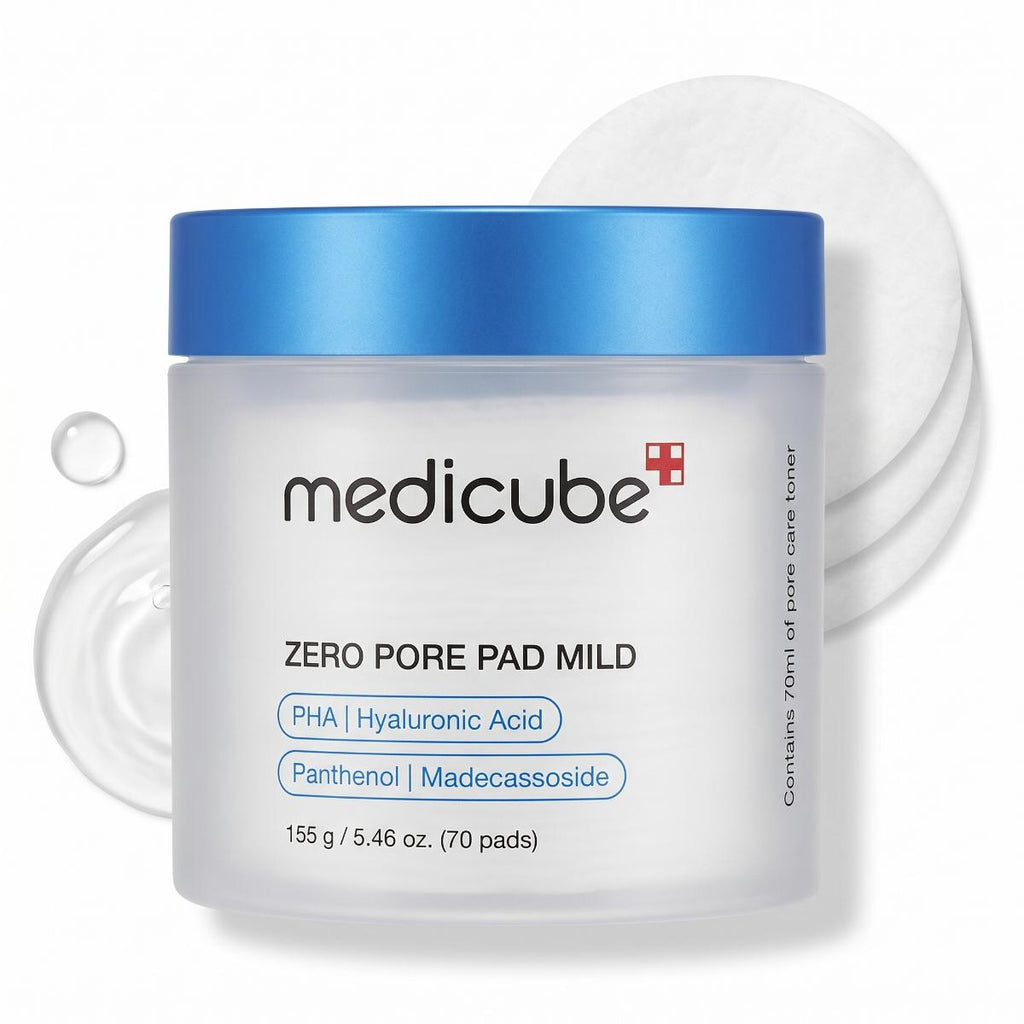 MEDICUBE Zero Pore Pad Mild 70 Pads | Gentle Daily Exfoliating Toner Pads