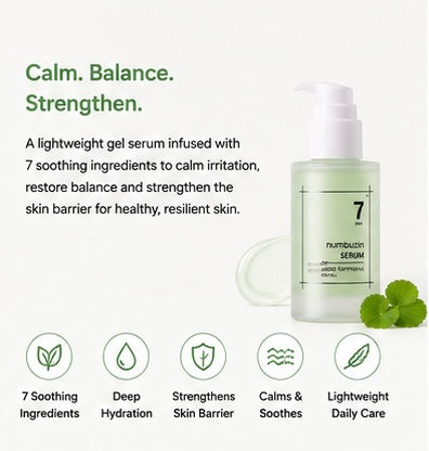 numbuzin No.7 Mild Green Soothing Serum 50ml | Calming & Barrier Repair Serum