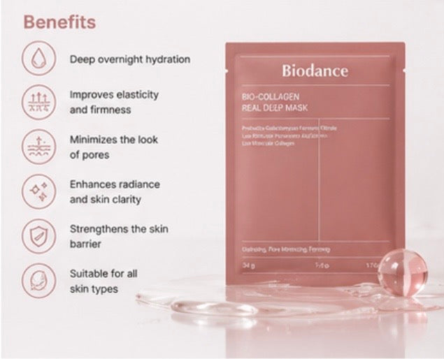 Biodance Bio-Collagen Real Deep Mask 4 Sheets | Overnight Hydration & Firming Hydrogel Mask