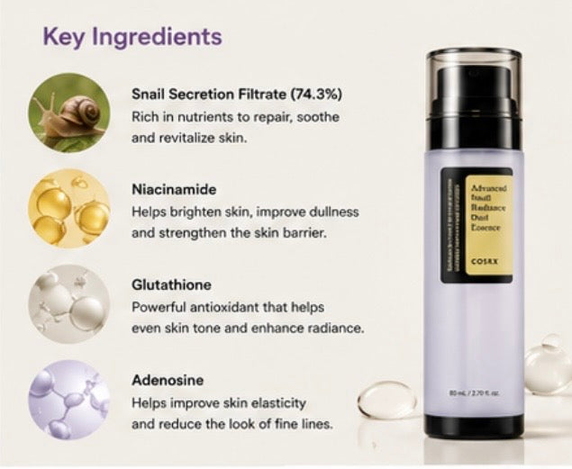 COSRX Advanced Snail Radiance Dual Essence 80ml | Brightening & Firming Dual Essence