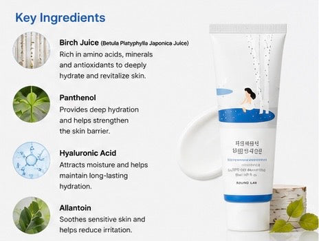 ROUND LAB Birch Juice Moisturizing Sun Cream SPF50+ PA++++ 50ml | Hydrating Daily Sunscreen