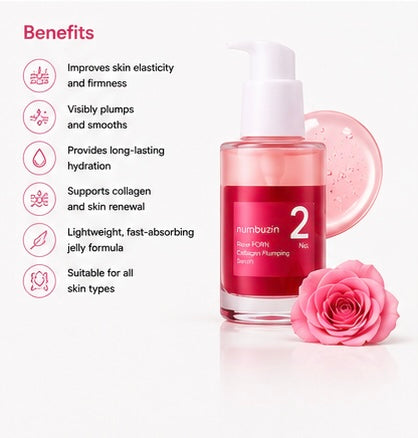 numbuzin No.2 Rose PDRN Collagen Plumping Serum 30ml | Firming & Plumping Collagen Serum