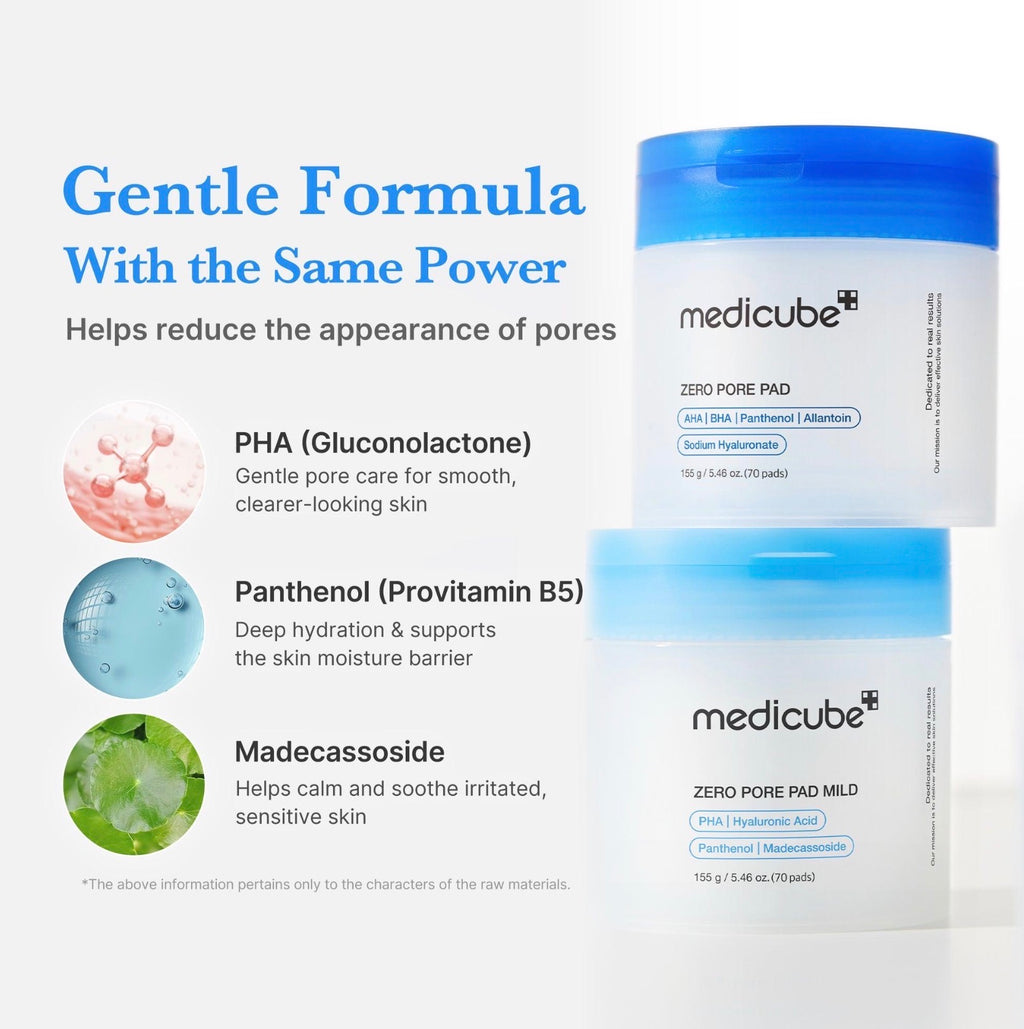 MEDICUBE Zero Pore Pad Mild 70 Pads | Gentle Daily Exfoliating Toner Pads