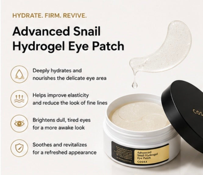 COSRX Advanced Snail Hydrogel Eye Patch 60 Patches | Hydrating & Firming Eye Patches