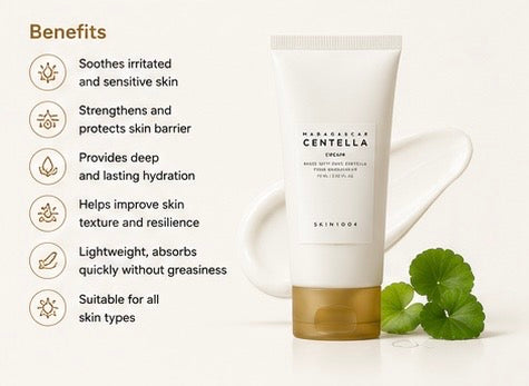 SKIN1004 Madagascar Centella Cream 75ml | Lightweight Soothing Barrier Cream