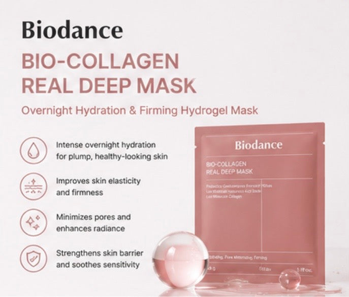 Biodance Bio-Collagen Real Deep Mask 4 Sheets | Overnight Hydration & Firming Hydrogel Mask