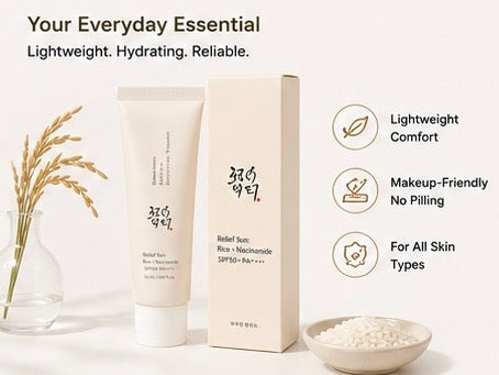 Beauty of Joseon Relief Sun: Rice + Niacinamide SPF50+ PA++++ 50ml | Hydrating Daily Sunscreen
