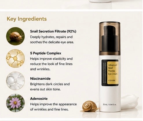 COSRX Advanced Snail Peptide Eye Cream 25ml | Brightening & Firming Eye Cream