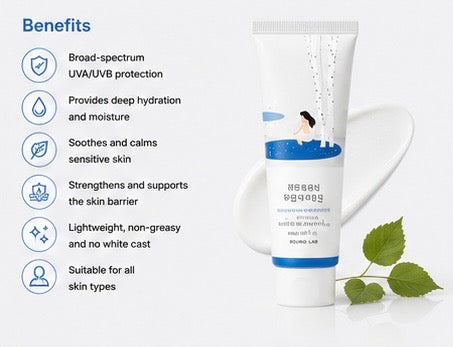 ROUND LAB Birch Juice Moisturizing Sun Cream SPF50+ PA++++ 50ml | Hydrating Daily Sunscreen