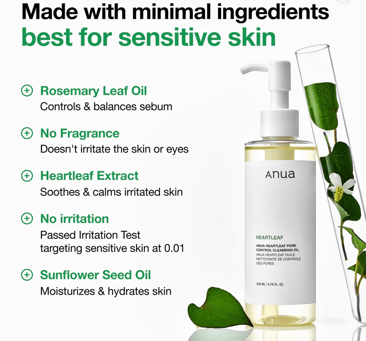Anua Heartleaf Cleansing Oil 200ml | Gentle Makeup & Pore Cleansing Oil