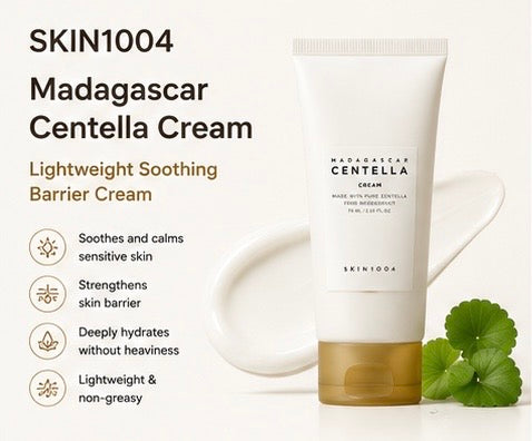 SKIN1004 Madagascar Centella Cream 75ml | Lightweight Soothing Barrier Cream
