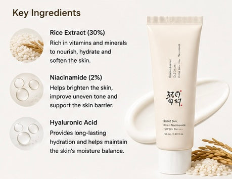 Beauty of Joseon Relief Sun: Rice + Niacinamide SPF50+ PA++++ 50ml | Hydrating Daily Sunscreen