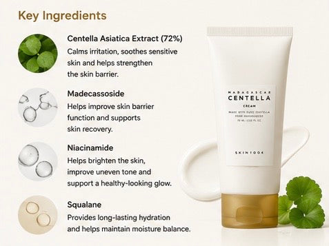 SKIN1004 Madagascar Centella Cream 75ml | Lightweight Soothing Barrier Cream